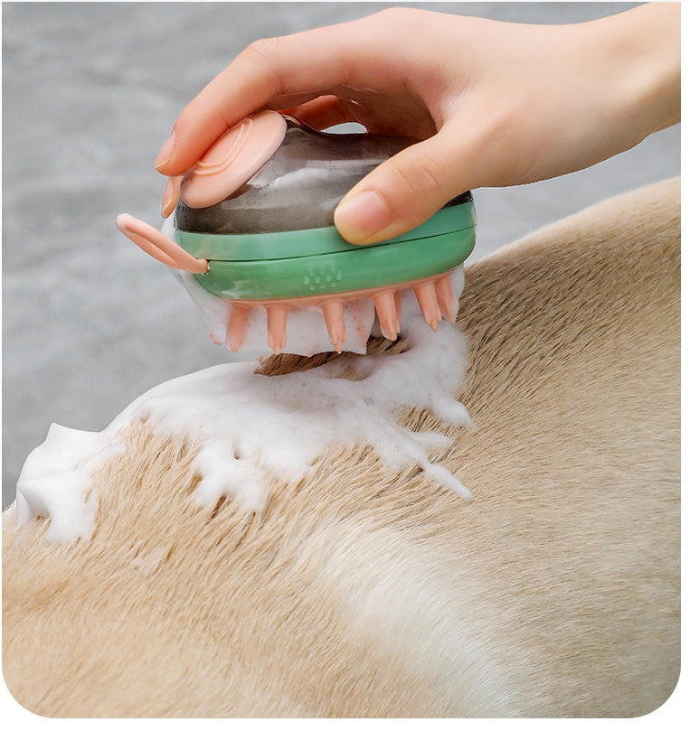 2-in-1 Pet Grooming Brush with Shampoo Dispenser – Bath & Massage Tool for Cats and Dogs