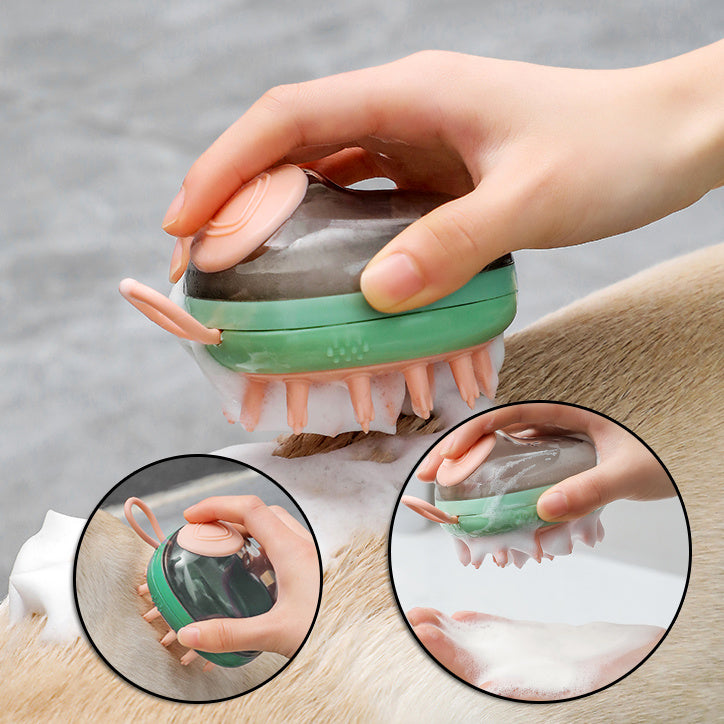 2-in-1 Pet Grooming Brush with Shampoo Dispenser – Bath & Massage Tool for Cats and Dogs