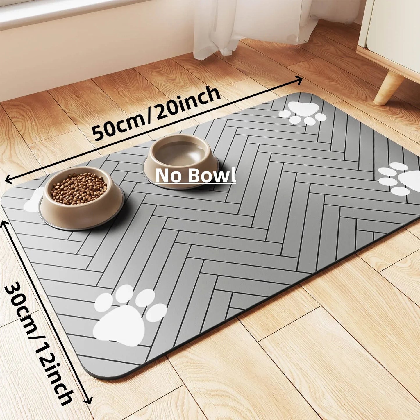 Absorbent Pet Feeding Mat – Waterproof Quick-Dry Placemat with Non-Slip Rubber Backing for Dog & Cat Food & Water Bowls – Small, Medium & Large Sizes