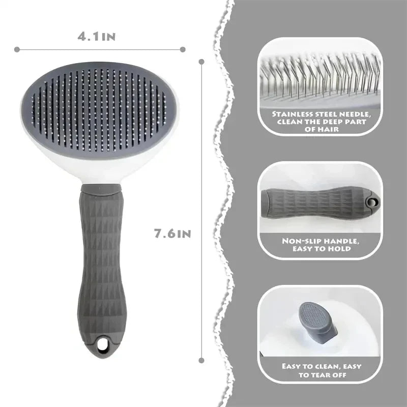 Self-Cleaning Pet Hair Brush for Dogs & Cats – Grooming & Dematting Comb Tool