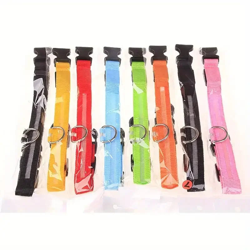 LED Glowing Dog Leash & Collar Set β Nylon, Night Safety for Pets