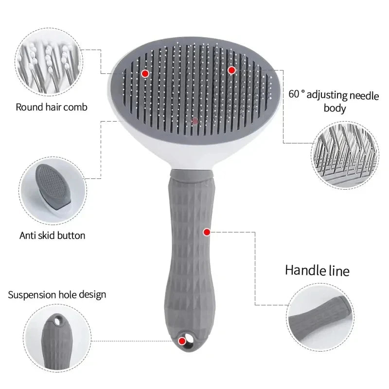 Self-Cleaning Pet Hair Brush for Dogs & Cats – Grooming & Dematting Comb Tool