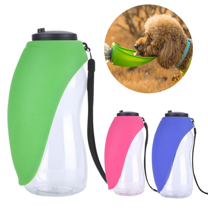Portable Pet Water Bottle with Bowl – Travel Dispenser for Dogs & Cats