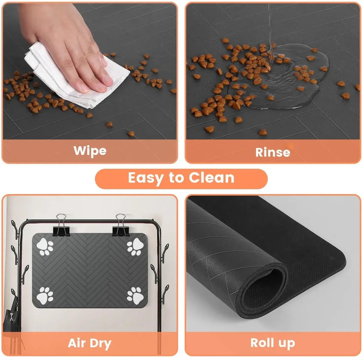 Absorbent Pet Feeding Mat – Waterproof Quick-Dry Placemat with Non-Slip Rubber Backing for Dog & Cat Food & Water Bowls – Small, Medium & Large Sizes