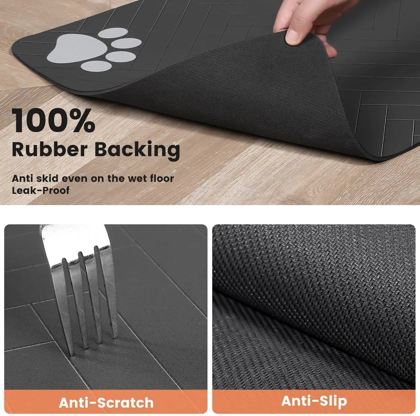 Absorbent Pet Feeding Mat – Waterproof Quick-Dry Placemat with Non-Slip Rubber Backing for Dog & Cat Food & Water Bowls – Small, Medium & Large Sizes