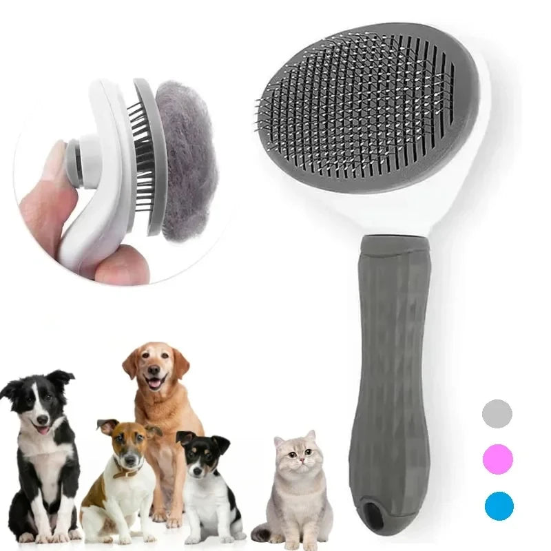 Self-Cleaning Pet Hair Brush for Dogs & Cats – Grooming & Dematting Comb Tool