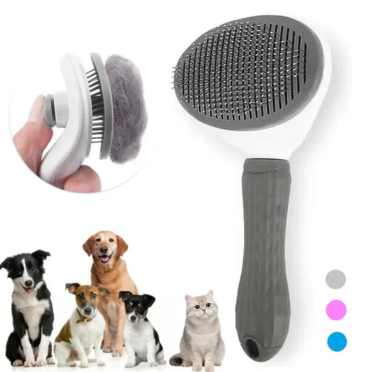 Self-Cleaning Pet Hair Brush for Dogs & Cats – Grooming & Dematting Comb Tool