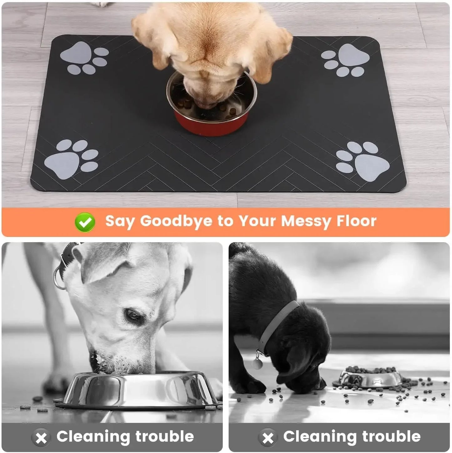 Absorbent Pet Feeding Mat – Waterproof Quick-Dry Placemat with Non-Slip Rubber Backing for Dog & Cat Food & Water Bowls – Small, Medium & Large Sizes