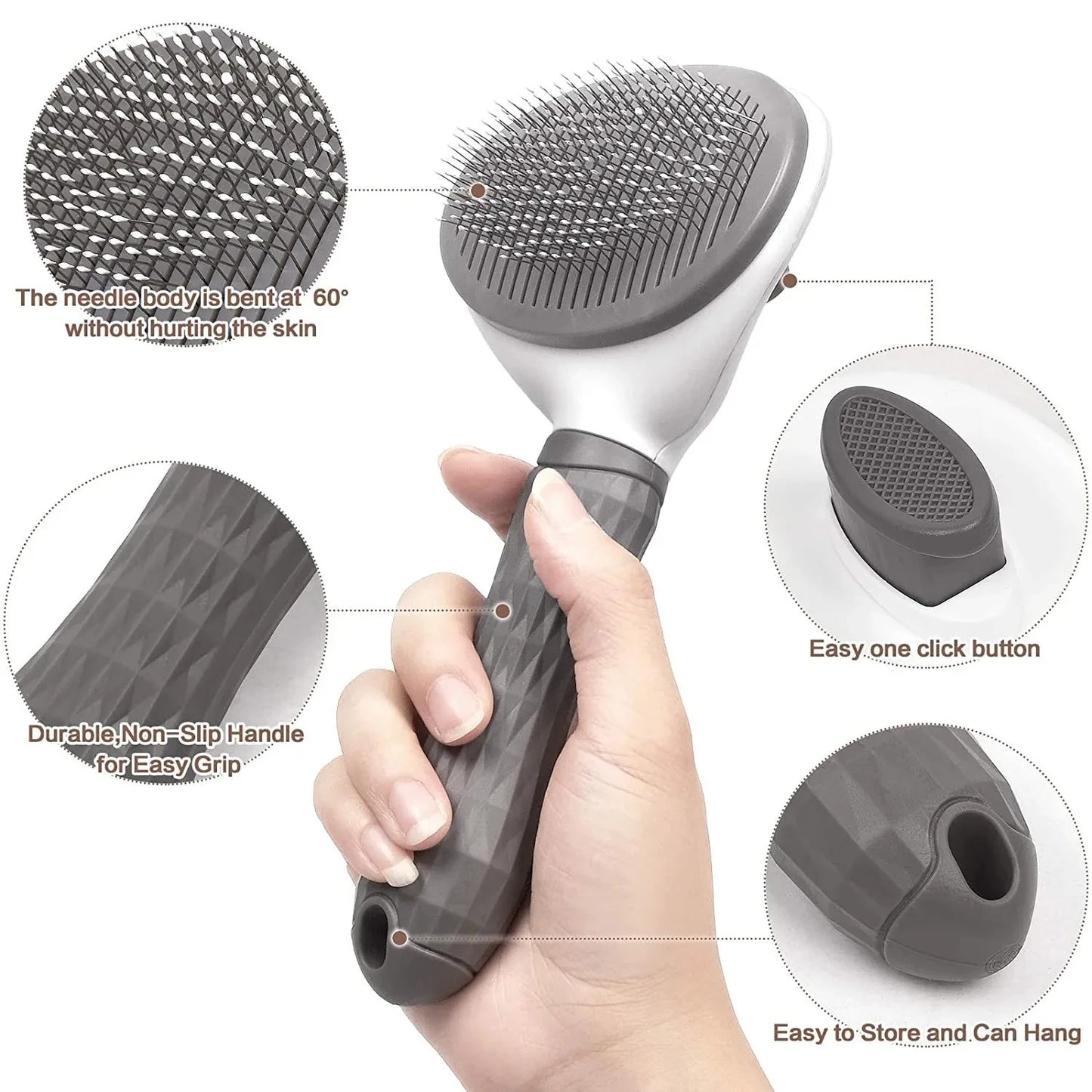 Self-Cleaning Pet Hair Brush for Dogs & Cats – Grooming & Dematting Comb Tool