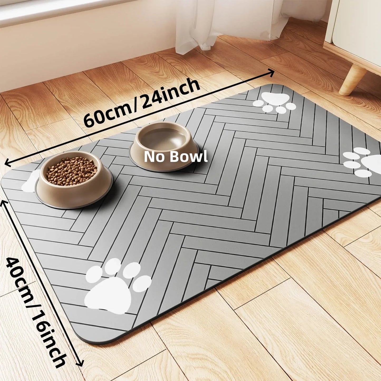 Absorbent Pet Feeding Mat – Waterproof Quick-Dry Placemat with Non-Slip Rubber Backing for Dog & Cat Food & Water Bowls – Small, Medium & Large Sizes