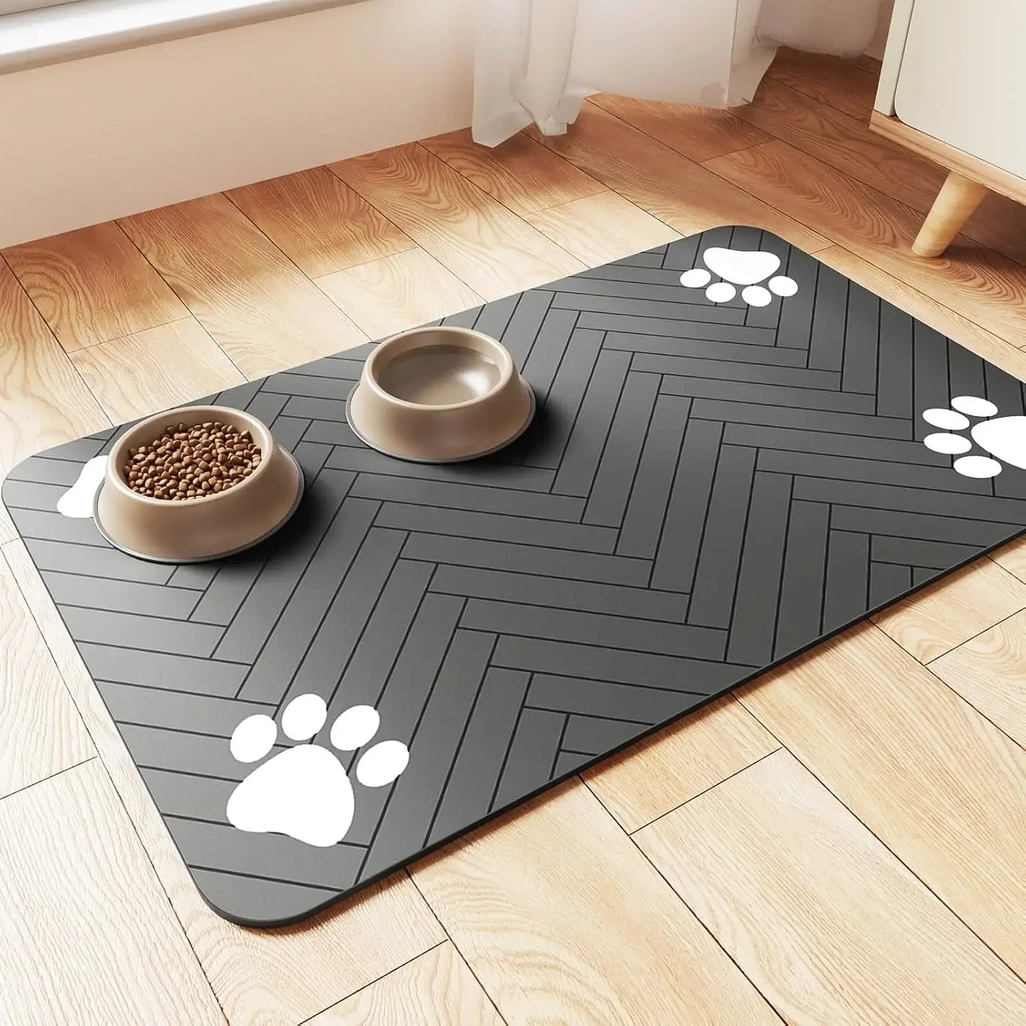 Absorbent Pet Feeding Mat – Waterproof Quick-Dry Placemat with Non-Slip Rubber Backing for Dog & Cat Food & Water Bowls – Small, Medium & Large Sizes