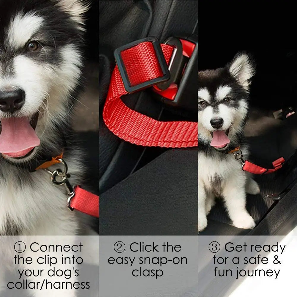 Dog & Cat Car Seat Belt Harness – Pet Safety Travel Leash for Cars