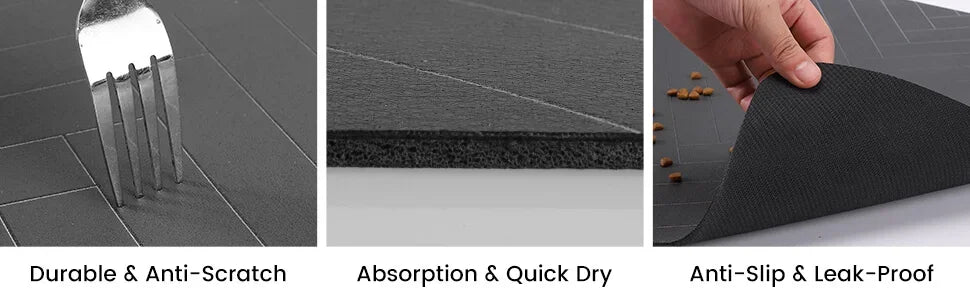 Absorbent Pet Feeding Mat – Waterproof Quick-Dry Placemat with Non-Slip Rubber Backing for Dog & Cat Food & Water Bowls – Small, Medium & Large Sizes