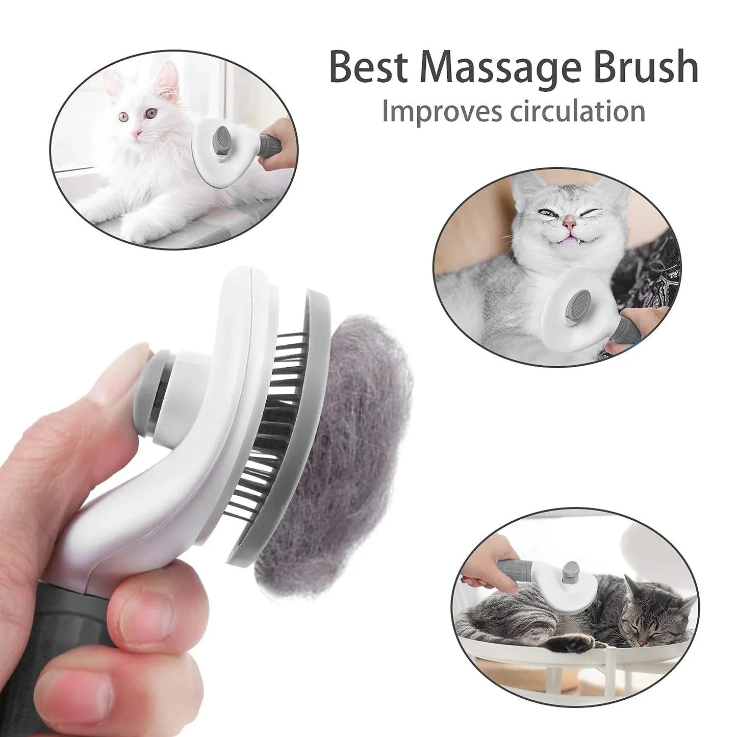 Self-Cleaning Pet Hair Brush for Dogs & Cats – Grooming & Dematting Comb Tool
