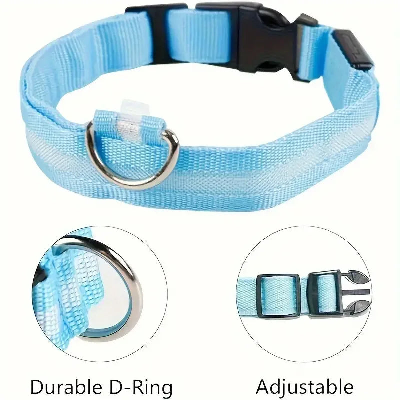 LED Glowing Dog Leash & Collar Set – Nylon, Night Safety for Pets